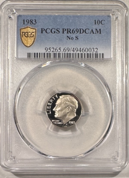Dimes 1983 PROOF ROOSEVELT DIME NO S – PCGS PR-69 DCAM