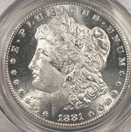 Dollars 1881-CC $1 MORGAN DOLLAR – PCGS MS-63 PL, OGH, PROOFLIKE, PQ, CARSON CITY!