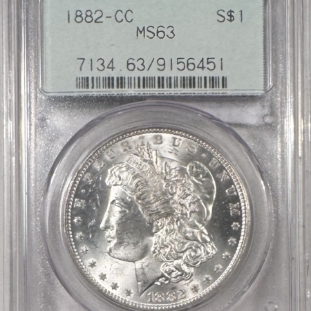Dollars 1882-CC $1 MORGAN DOLLAR PCGS MS-63 PQ, TWO PIECE OLD GREEN HOLDER, CARSON CITY