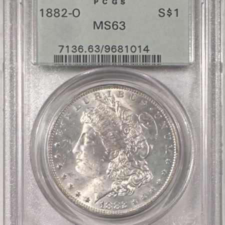 Dollars 1882-O $1 MORGAN DOLLAR – PCGS MS-63, OLD GREEN HOLDER, PREMIUM QUALITY!