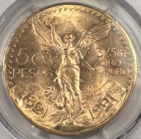 New Certified Coins 1921 MEXICO GOLD 50 PESO, KM#481 – PCGS MS-64