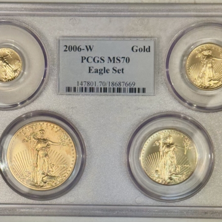 American Gold Eagles, Buffaloes, & Liberty Series 2006-W BURNISHED AMERICAN GOLD EAGLE 4 COIN SET 1/10OZ-1OZ PCGS MS70 MULTIHOLDER