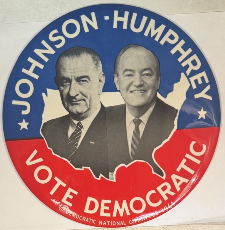 New Store Items JOHNSON-HUMPHREY VOTE DEMOCRATIC 9″ “DINNER PLATE” JUGATE CAMPAIGN BUTTON-MINT!