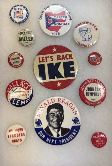 New Store Items 1940-76 PRESIDENTIAL CAMPAIGN BUTTON LOT, 12 DIFFERENT, SOME BETTER, EXC/NR-MINT