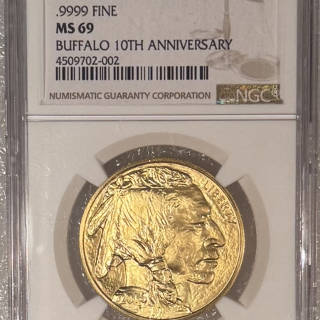 American Gold Eagles, Buffaloes, & Liberty Series 2016 $50 1 OZ GOLD BUFFALO, .9999 FINE-10TH ANNIVERSARY, NGC MS-69, SPOT-FREE!