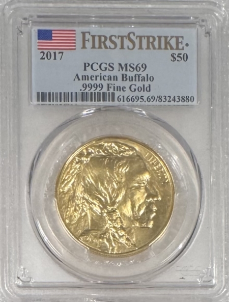 American Gold Eagles, Buffaloes, & Liberty Series 2017 $50 1 OZ GOLD BUFFALO, .9999 FINE-FIRST STRIKE, NGC MS-69, SPOT-FREE! 