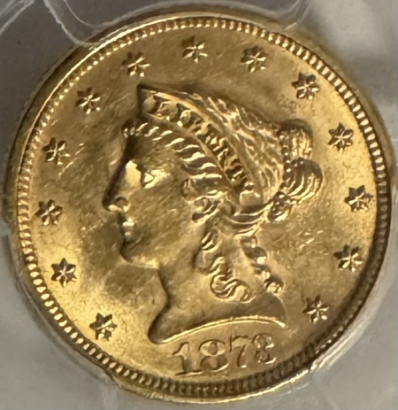 $2.50 1873 $2.50 LIBERTY GOLD, CLOSED 3, PCGS MS-62, LUSTROUS & ATTRACTIVE!