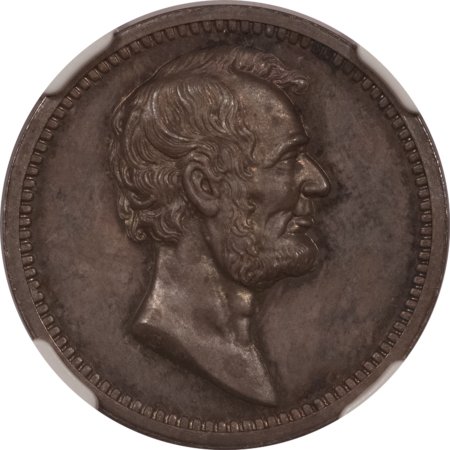 Exonumia UNDATED J-PR-40 AR 26mm LINCOLN-GARFIELD MEDAL, PHILADELHIA MINT, NGC MS-64