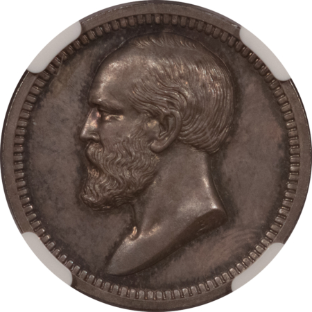 Exonumia UNDATED J-PR-40 AR 26mm LINCOLN-GARFIELD MEDAL, PHILADELHIA MINT, NGC MS-64