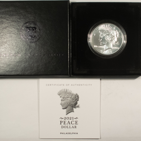 Dollars 2021 PRIVY $1 PEACE DOLLAR SILVER 100TH ANNIVERSARY COMMEM – GEM UNC W/ OGP