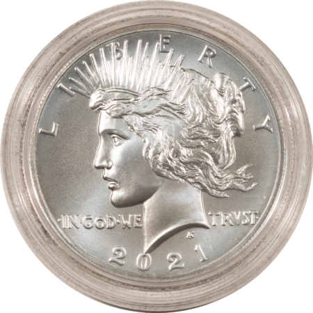 Dollars 2021 PRIVY $1 PEACE DOLLAR SILVER 100TH ANNIVERSARY COMMEM – GEM UNC W/ OGP