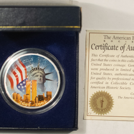 American Silver Eagles 2002 $1 AMERICAN SILVER EAGLE 1 OZ .999 COLORIZED STATUE OF LIBERTY W/ BOX & COA