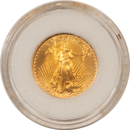 American Gold Eagles, Buffaloes, & Liberty Series 1999 $5 AMERICAN GOLD EAGLE, 1/10 OZ – GEM UNCIRCULATED!