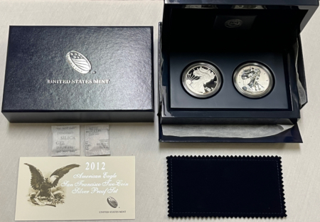 American Silver Eagles 2012-S 1OZ AMERICAN SILVER EAGLE SAN FRANCISCO 2 COIN PROOF SET – GEM PR BOX/COA