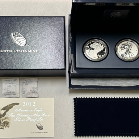 American Silver Eagles 2012-S 1OZ AMERICAN SILVER EAGLE SAN FRANCISCO 2 COIN PROOF SET – GEM PR BOX/COA