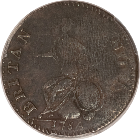 Colonials ‘1784’ MACHIN’S MILLS RELATED, VLACK 14-84A 1/2 PENNY COLONIAL – PCGS VF-30 RARE
