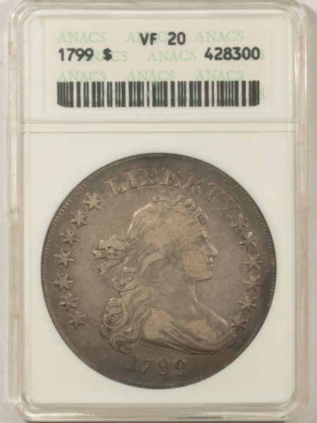 Dollars 1799 $1 DRAPED BUST DOLLAR – ANACS VF-20, OLD SOAP BOX HOLDER!