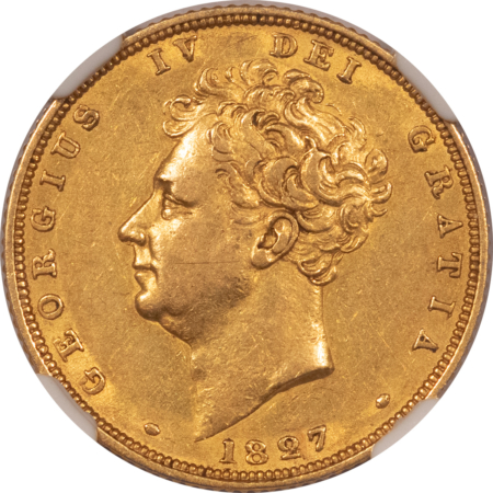 Bullion 1827 GREAT BRITAIN GOLD SOVEREIGN GEORGE IV KM#696 – NGC AU-53 SCARCE EARLY DATE
