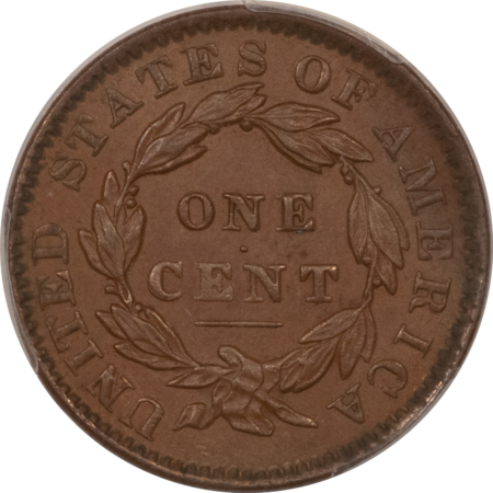 Coronet Head Large Cents 1834 CORONET HEAD LG CENT LG 8 SM STARS, MED LET PCGS MS-62 BN SCARCE NICE COLOR