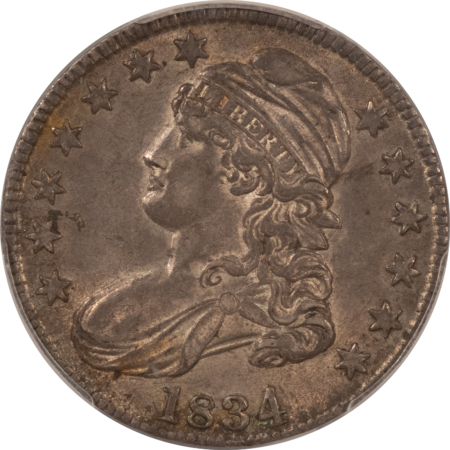 CAC Approved Coins 1834 CAPPED BUST HALF DOLLAR LG DATE SM LTRS PCGS AU-53 FRESH WHOLESOME, PQ, CAC