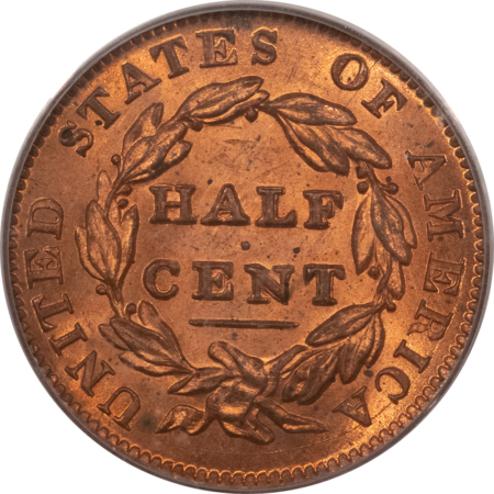 Classic Head Half Cents 1835 CLASSIC HEAD HALF CENT – PCGS MS-64 RD, FIERY & SCARCE JUST 10 FINER!