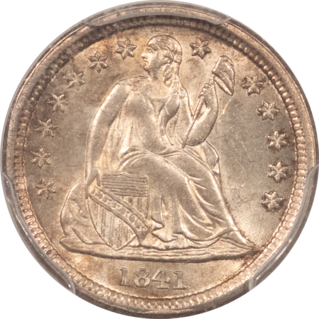 Dimes 1841 SEATED LIBERTY DIME – PCGS MS-64, ONLY 15 GRADED HIGHER!