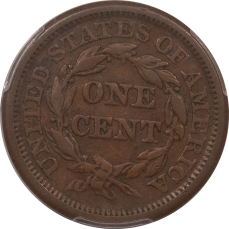 Braided Hair Large Cents 1844/81 BRAIDED HAIR LARGE CENT – PCGS VF-20, POP VARIETY! CAC APPROVED!