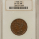 Braided Hair Large Cents 1844/81 BRAIDED HAIR LARGE CENT – PCGS VF-20, POP VARIETY! CAC APPROVED!