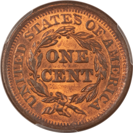 Braided Hair Half Cents 1851 BRAIDED HAIR LARGE CENT – PCGS MS-64 RB, CAC APPROVED!