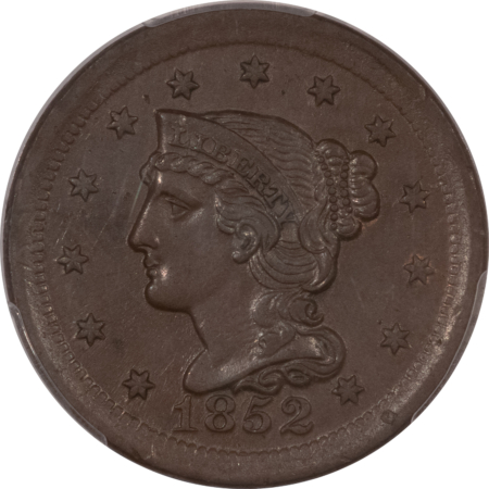 Braided Hair Large Cents 1852 BRAIDED HAIR LG CENT – PCGS AU-58, ORIGINAL PREMIUM QUALITY! CAC APPROVED!