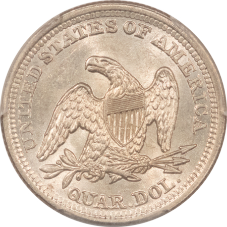 Liberty Seated Quarters 1854 SEATED LIBERTY QUARTER, ARROWS – PCGS MS-62, WHITE, PQ! LOOKS CHOICE!