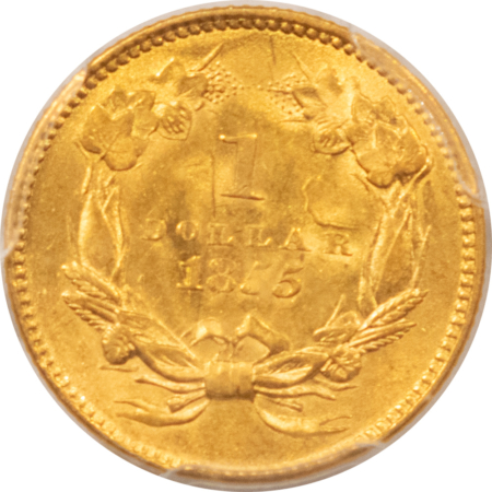 $1 1855 TYPE 2 $1 GOLD DOLLAR, INDIAN PRINCESS – PCGS MS-63 FRESH & SUPER LUSTROUS!