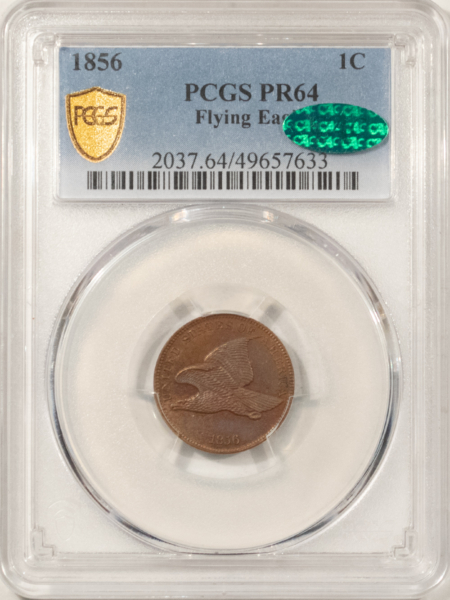 CAC Approved Coins 1856 PROOF FLYING EAGLE CENT – PCGS PR-64, CAC APPROVED! GORGEOUS, PQ & RARE!