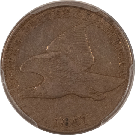 Flying Eagle 1857 FLYING EAGLE CENT, OBV DIE CLASH W/ 50C, FS-402 S-9 (003) PCGS VF-20 GREAT!