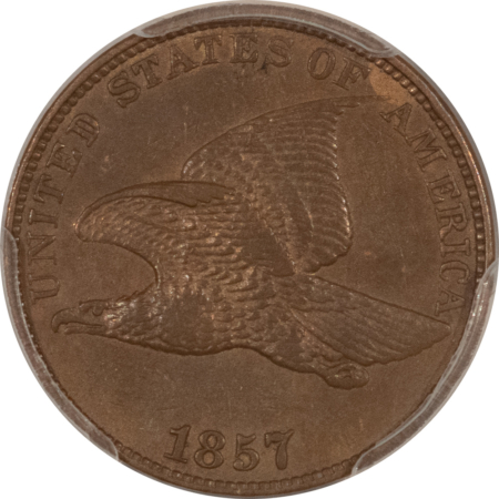 Flying Eagle 1857 FLYING EAGLE CENT – PCGS XF-40, NICE CIRC!