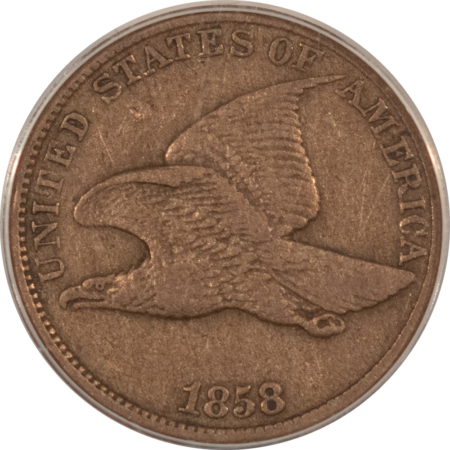 Flying Eagle 1858 FLYING EAGLE CENT, LARGE LETTERS – ANACS EF-45