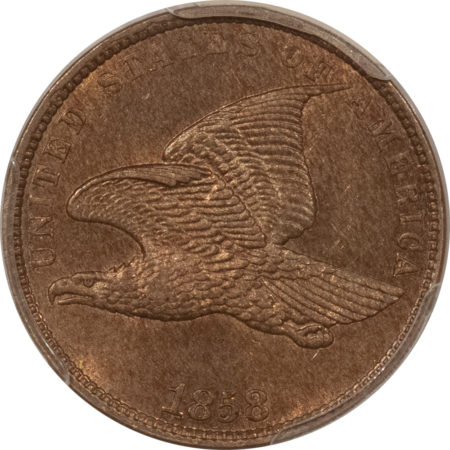 Flying Eagle 1858 FLYING EAGLE CENT SMALL LETTERS – PCGS MS-64 FRESH & PQ EAGLE EYE PHOTOSEAL