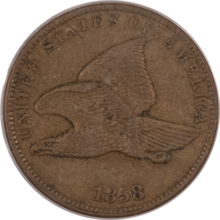 Flying Eagle 1858 FLYING EAGLE CENT, SMALL LETTERS – PCGS XF-45, SMOOTH!