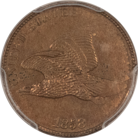 Flying Eagle 1858/7 FLYING EAGLE CENT, STRONG – PCGS MS-61, RARE! POP 3!