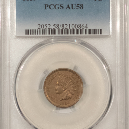 Indian 1859 INDIAN CENT – PCGS AU-58, NICE ORIGINAL!