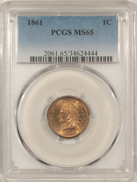 Indian 1861 INDIAN CENT – PCGS MS-65, LUSTROUS GEM!