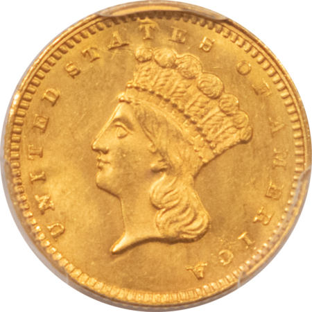 $1 1862 TYPE 3 $1 GOLD DOLLAR – PCGS MS-64, FRESH & FLASHY CIVIL WAR DATE!