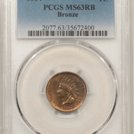 Indian 1864 INDIAN CENT, BRONZE – PCGS MS-63 RB!