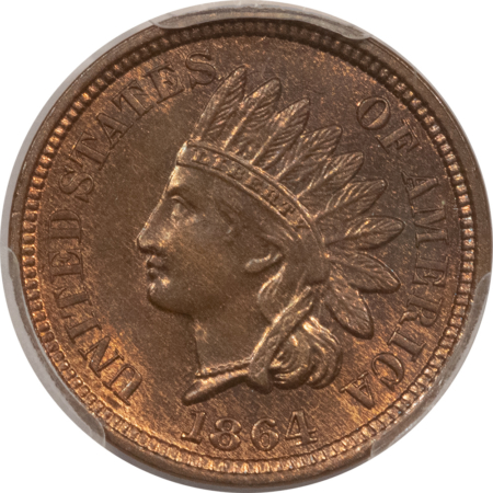 Indian 1864 INDIAN CENT, BRONZE – PCGS MS-63 RB!