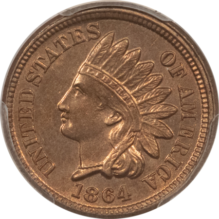 Indian 1864 INDIAN CENT, COPPER NICKEL – PCGS MS-63, LUSTROUS!