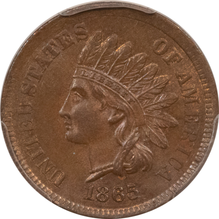 Indian 1865 INDIAN CENT, FANCY 5 – PCGS MS-64 BN, PREMIUM QUALITY!
