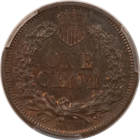 Indian 1865 INDIAN CENT, PLAIN 5 – PCGS MS-64 BN, ATTRACTIVE & LOOKS GEM!