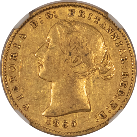 Bullion 1865 AUSTRALIA GOLD 1/2 SOVEREIGN, VICTORIA, KM-3 – NGC VF-35, SCARCE!