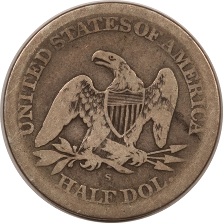 Half Dollars 1865-S LIBERTY SEATED HALF DOLLAR, SCARCE CIVIL WAR DATE – CIRCULATED!