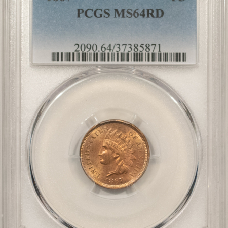 Indian 1867 INDIAN CENT – PCGS MS-64 RD, PRETTY! FULLY RED!
